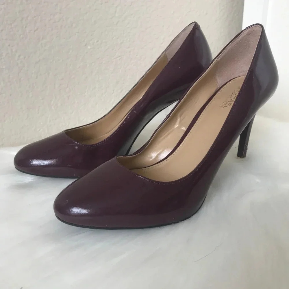 Michael Kors Burgundy Purple Leather Patent Heels - Picture 1 of 4